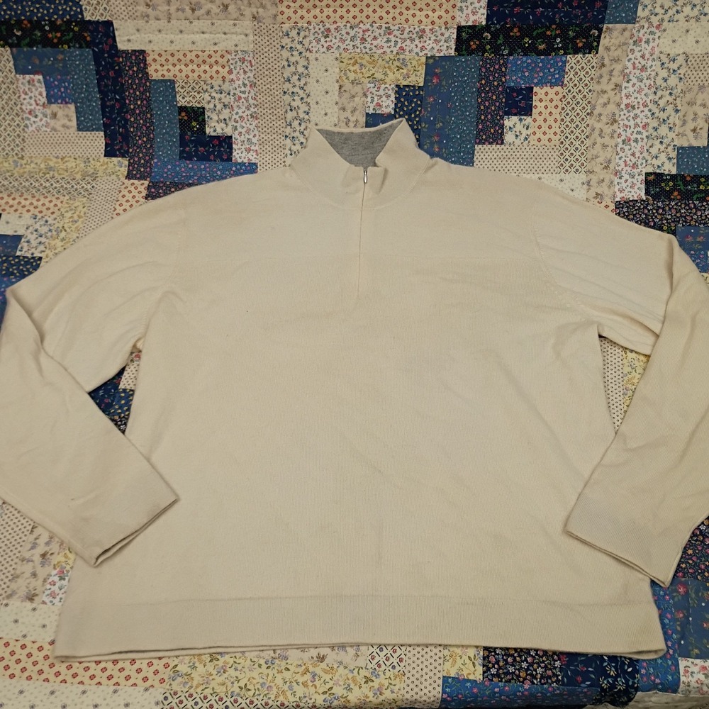 I N C International Concepts 100% Cashmere Lightweight 1/4 Zip Sweater Size XL